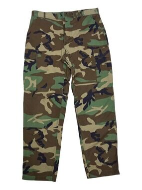 US ARMY Camo Cargo Pants Woodland Combat Vintage Trousers Mens Medium